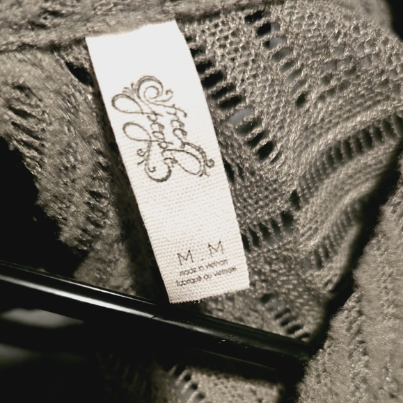 Free People lace olive green top 3/4 sleeves open back - Picture 4 of 6